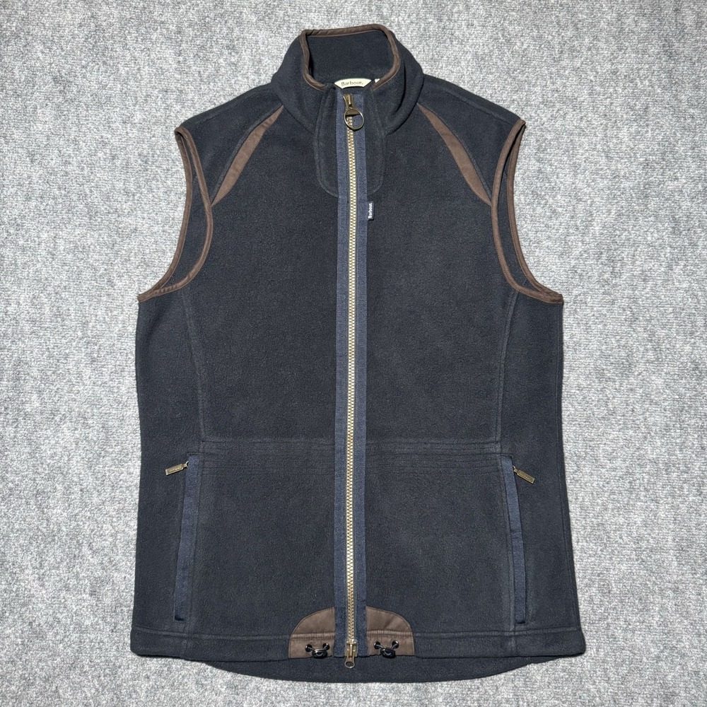 Barbour Fleece Vest Men's L Langdale Gilet Black Full Zip Outdoor Trim - Picture 1 of 13